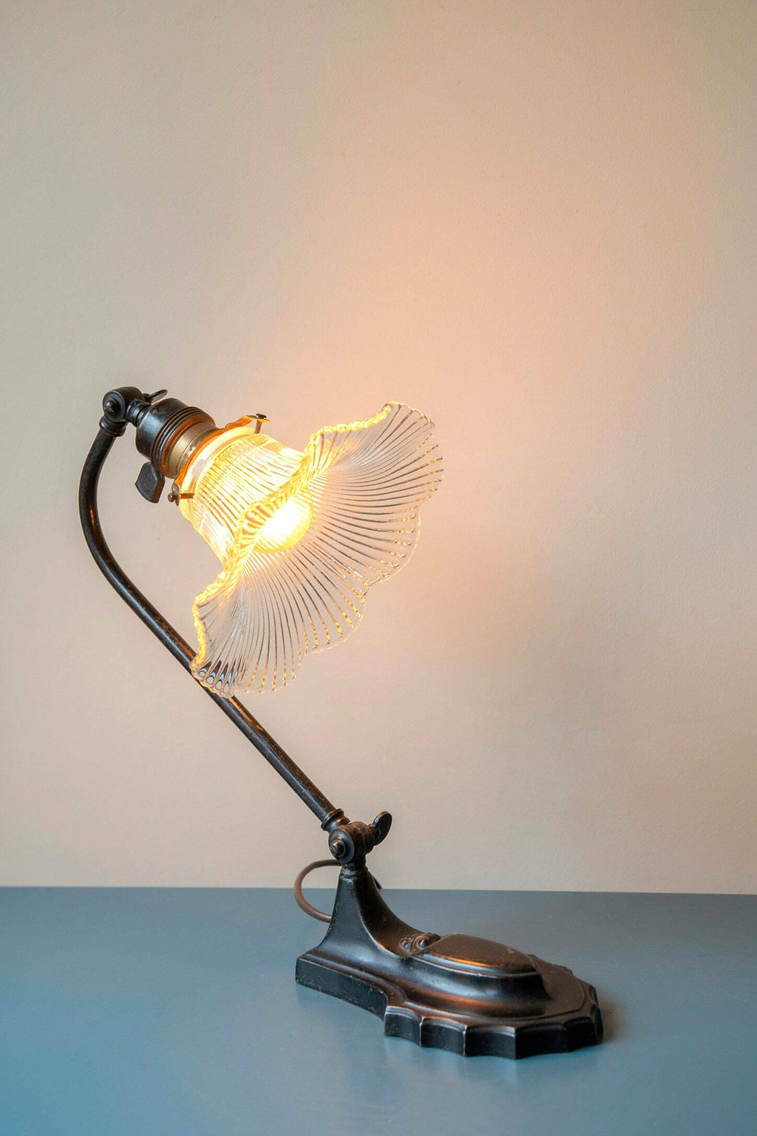 Antique Bakelite Desk Lamp With Glass Shade, 1920s