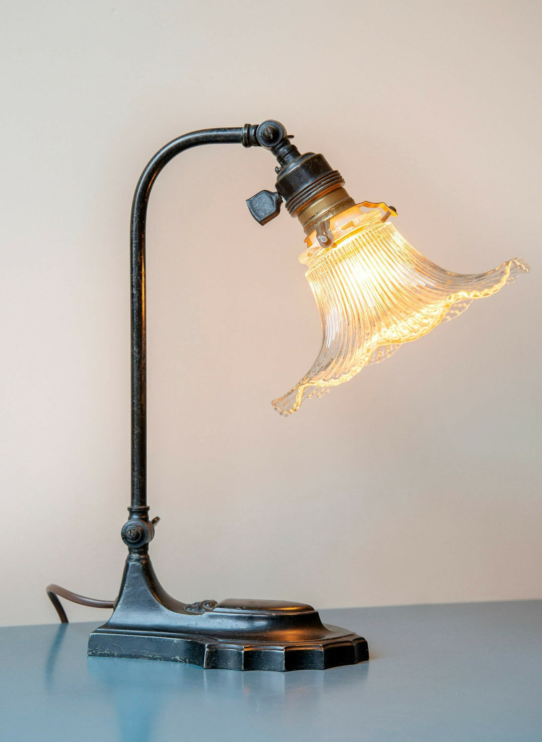 Antique Bakelite Desk Lamp With Glass Shade, 1920s