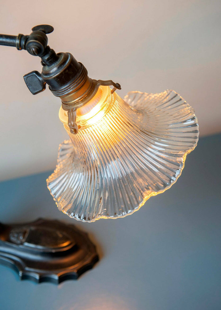 Antique Bakelite Desk Lamp With Glass Shade, 1920s