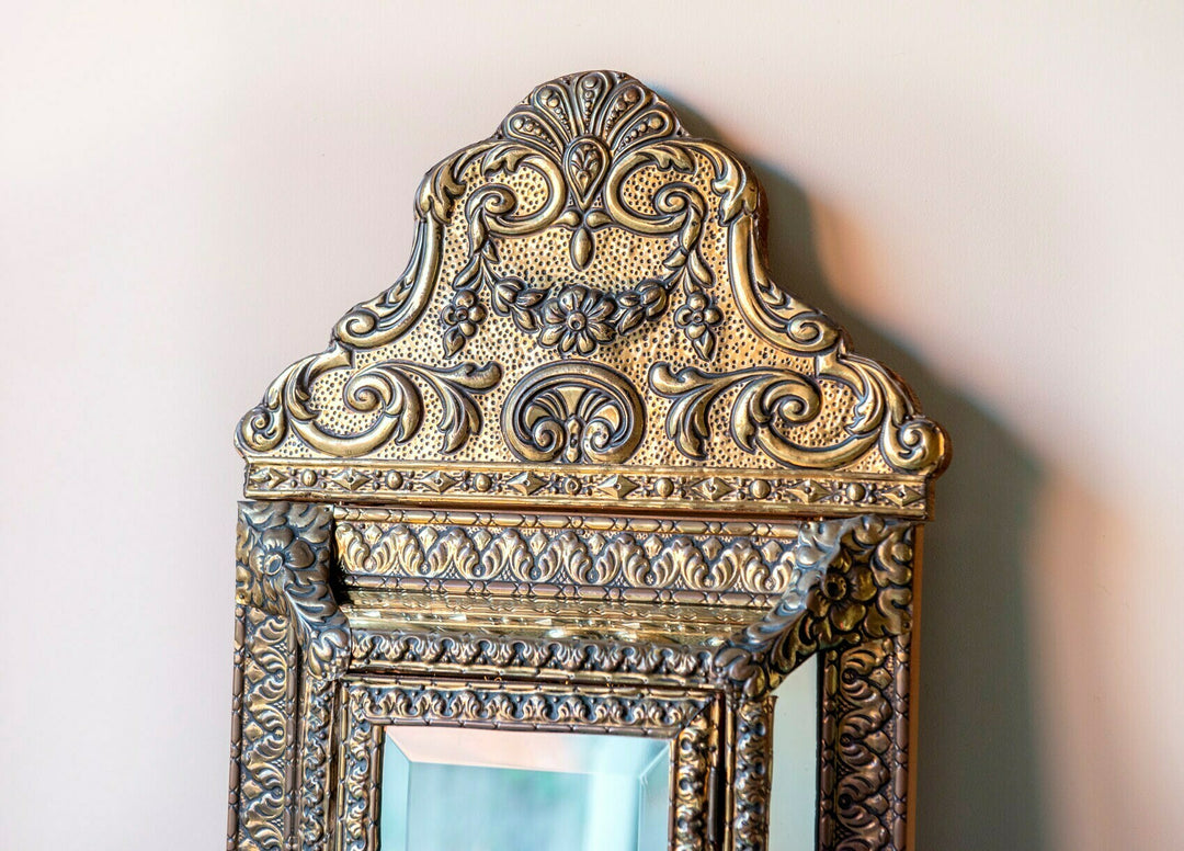 Antique Copper Cabinet With Beveled Glass Mirror