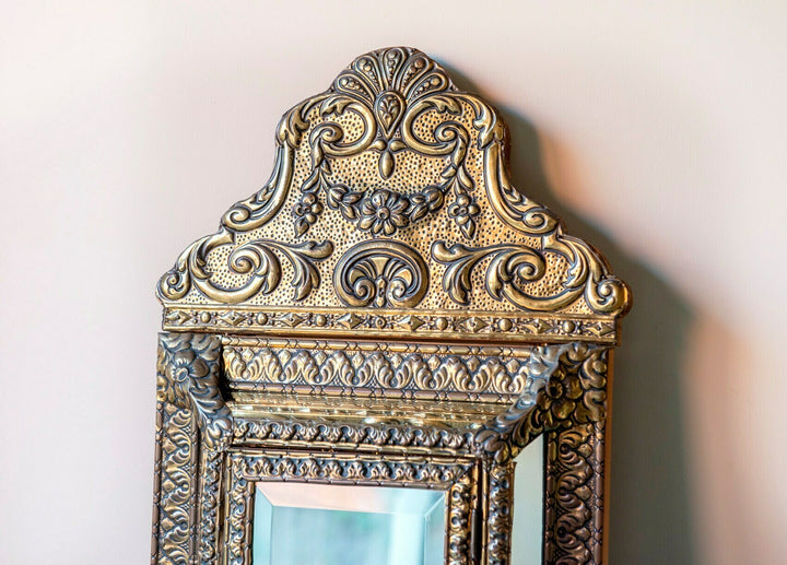 Antique Copper Cabinet With Beveled Glass Mirror