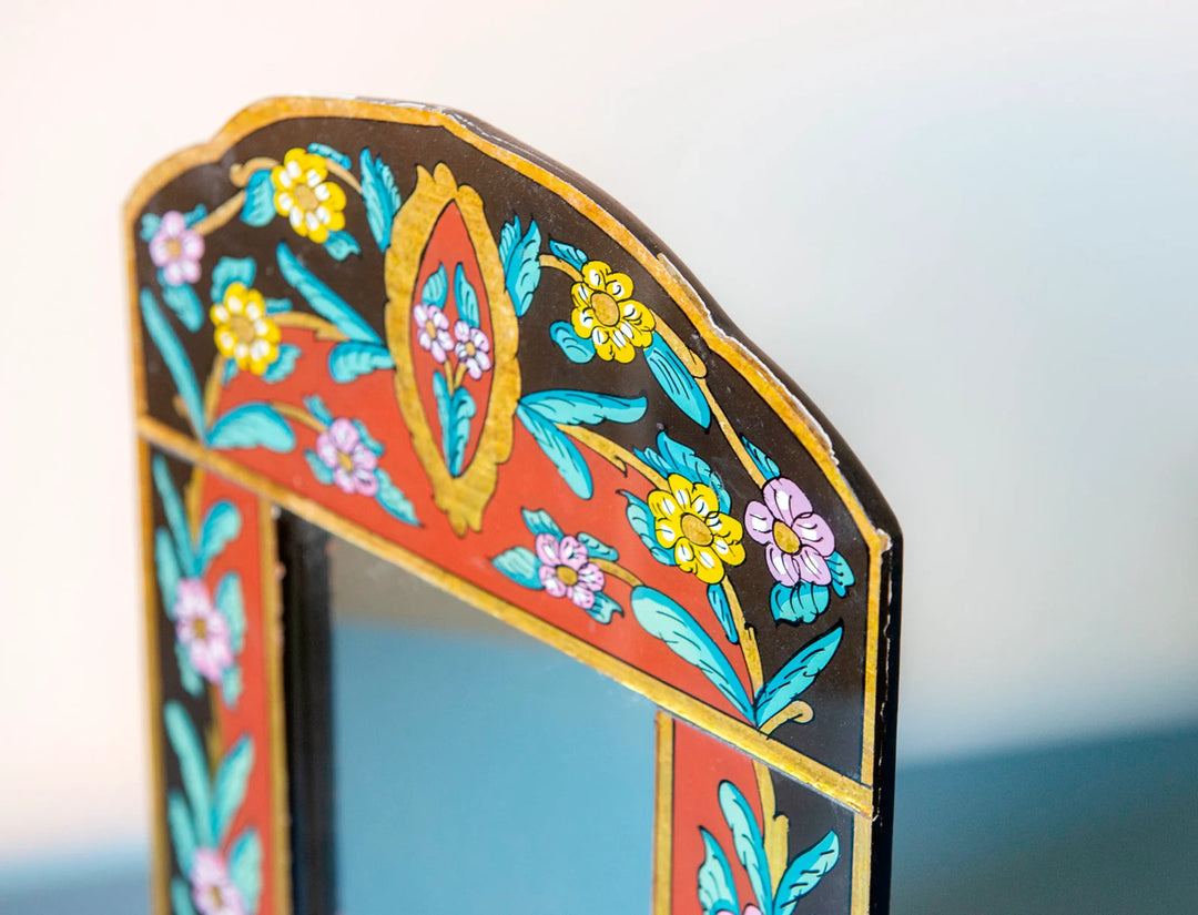 Handmade Peruvian Mirror With Reverse Painted Glass