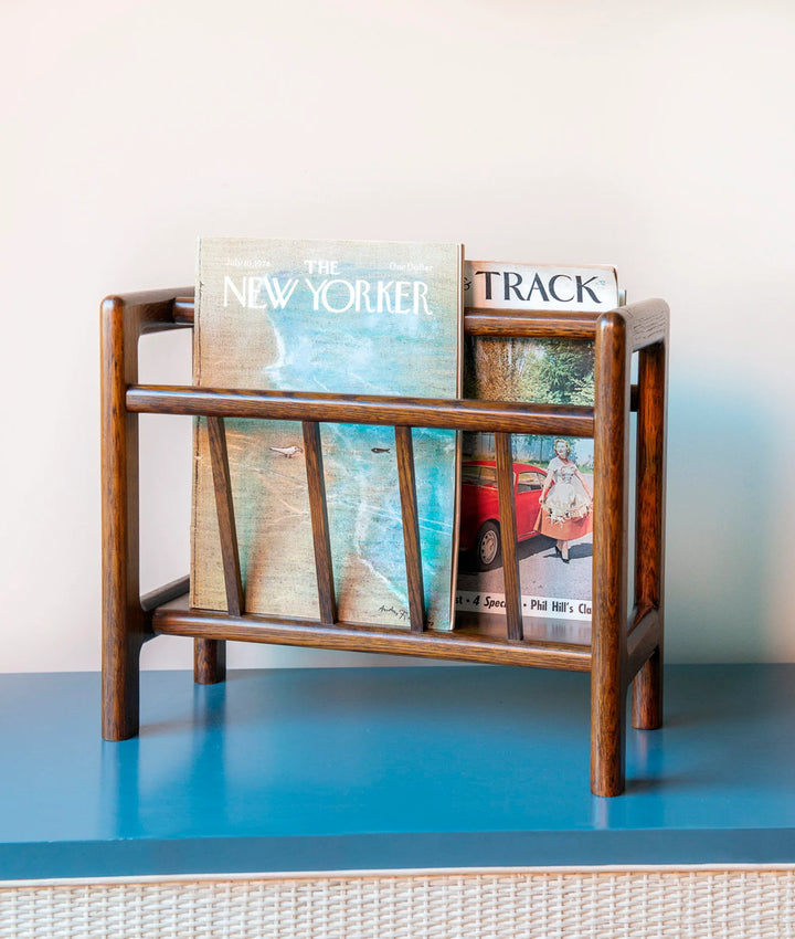 Mid Century Magazine Rack, Teak Wood