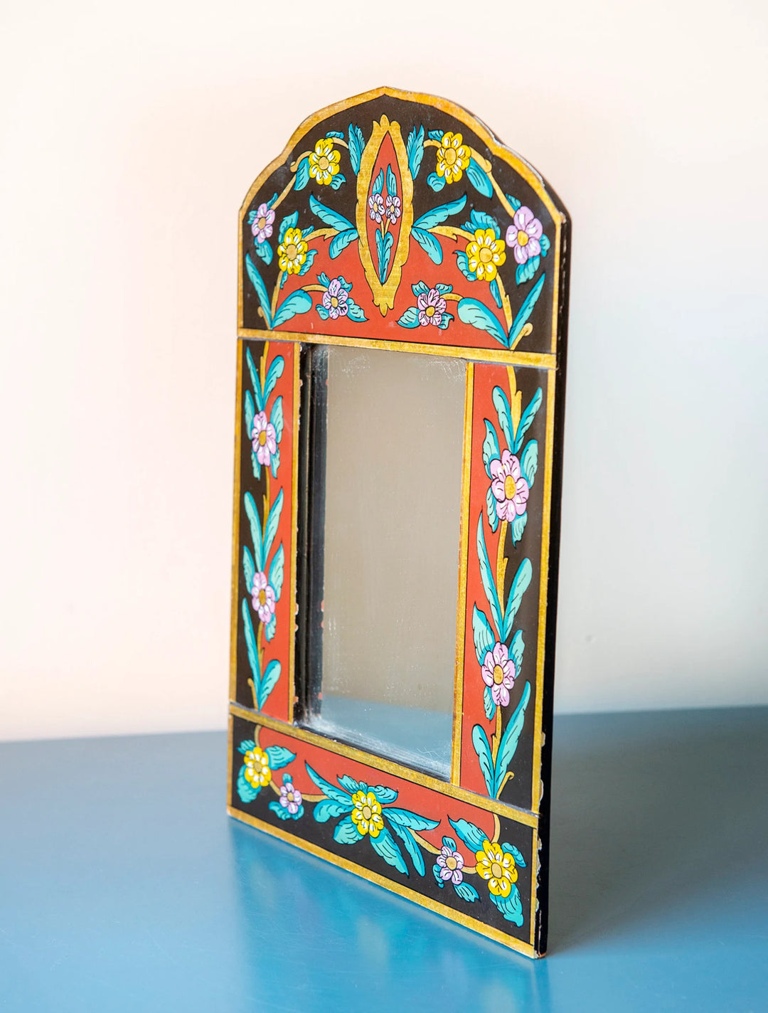 Handmade Peruvian Mirror With Reverse Painted Glass