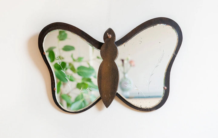 Art Deco Butterfly Shaped Mirror With Hook