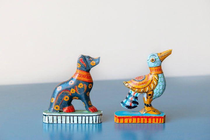 Set Of 2 Indian Pattachitra Art Statues