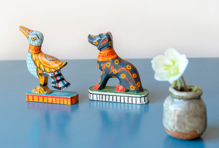 Set Of 2 Indian Pattachitra Art Statues