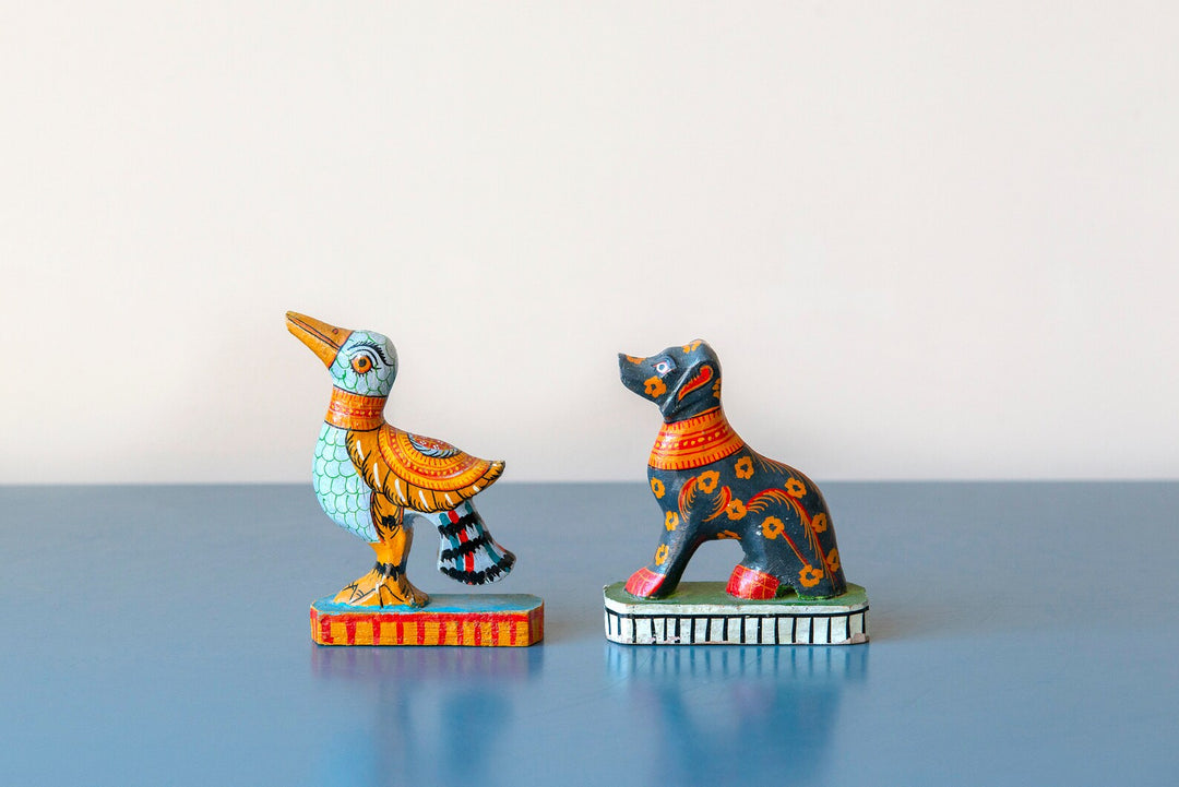 Set Of 2 Indian Pattachitra Art Statues