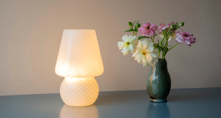 Vintage Italian Murano Mushroom Lamp, Swirl Glass