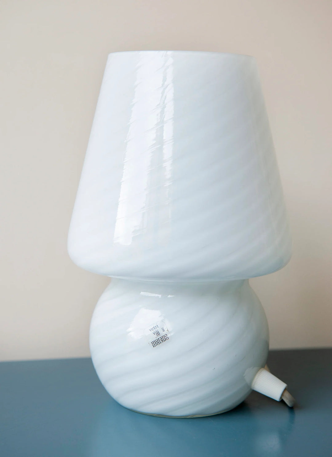 Vintage Italian Murano Mushroom Lamp, Swirl Glass