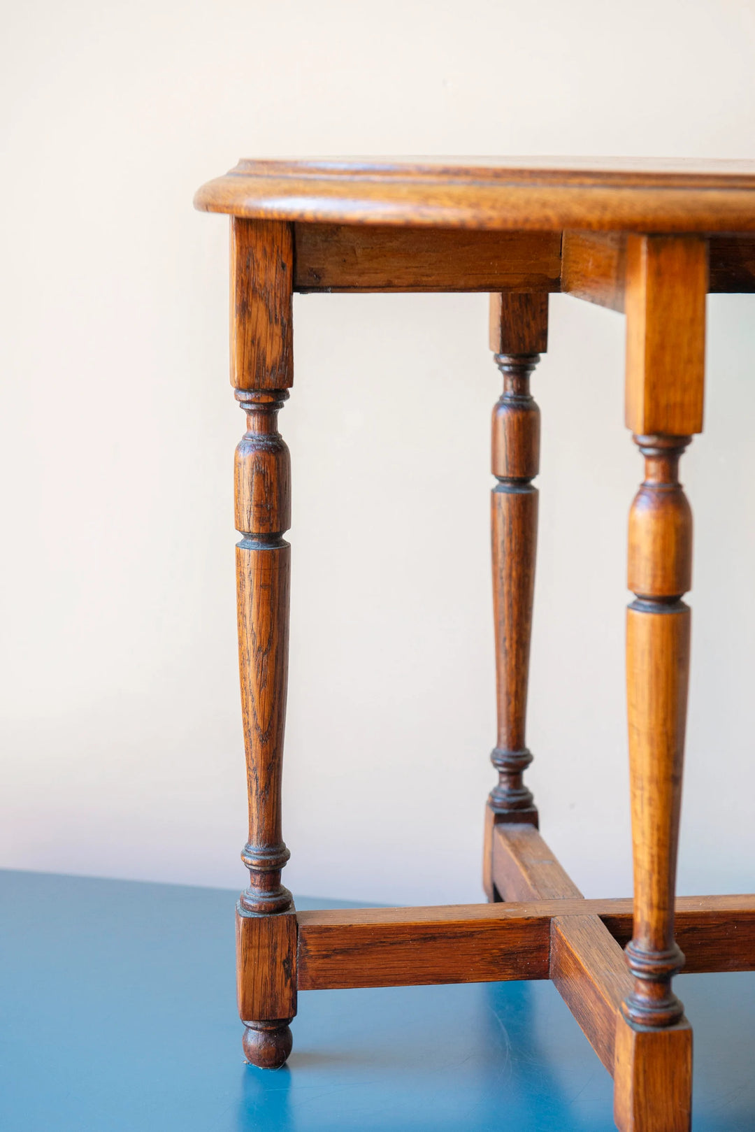 Antique Round Side Table With Carved Legs, 1920s