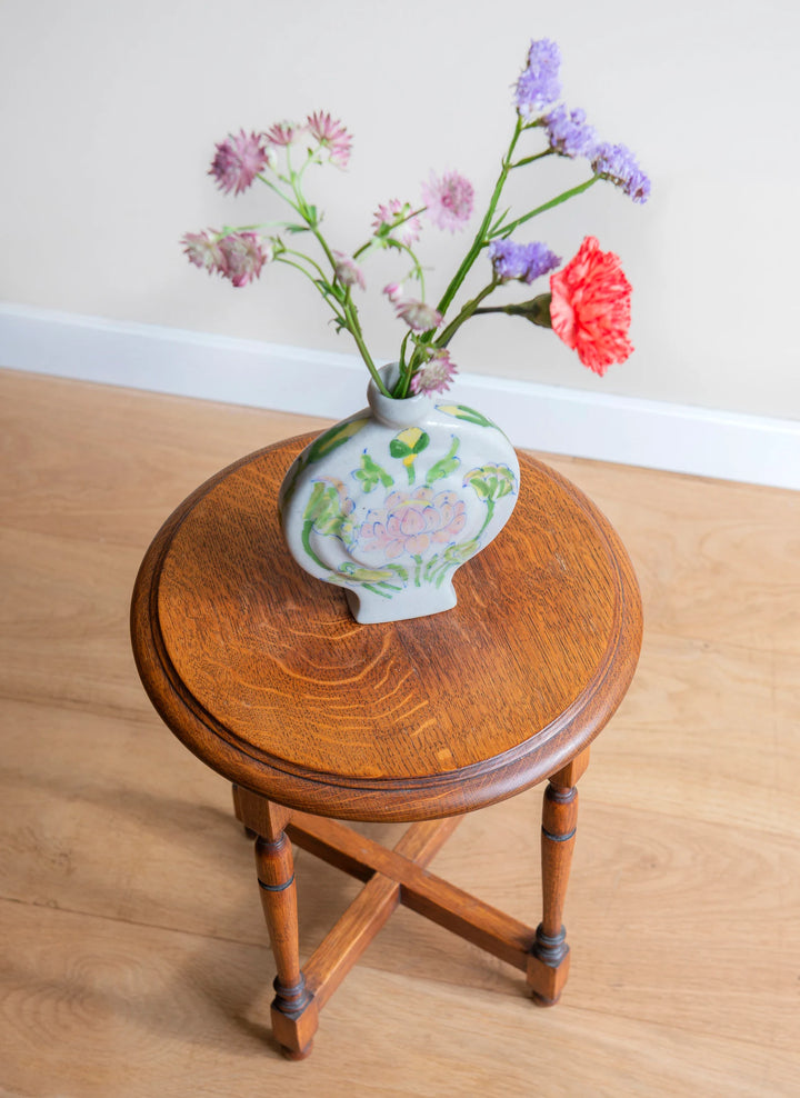 Antique Round Side Table With Carved Legs, 1920s