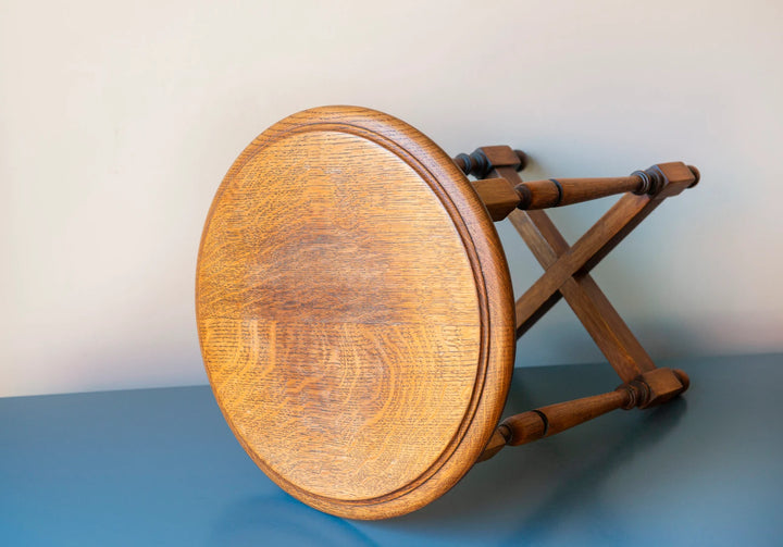 Antique Round Side Table With Carved Legs, 1920s