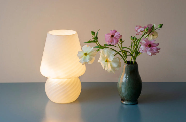 Vintage Italian Murano Mushroom Lamp, Swirl Glass