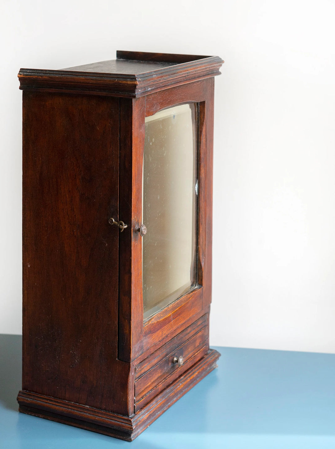 Antique Medicine Chest With Beveled Glass Mirror, 1900s