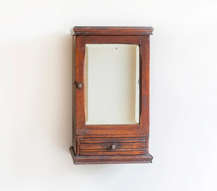 Antique Medicine Chest With Beveled Glass Mirror, 1900s