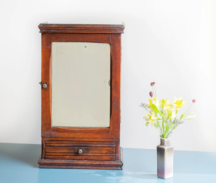 Antique Medicine Chest With Beveled Glass Mirror, 1900s