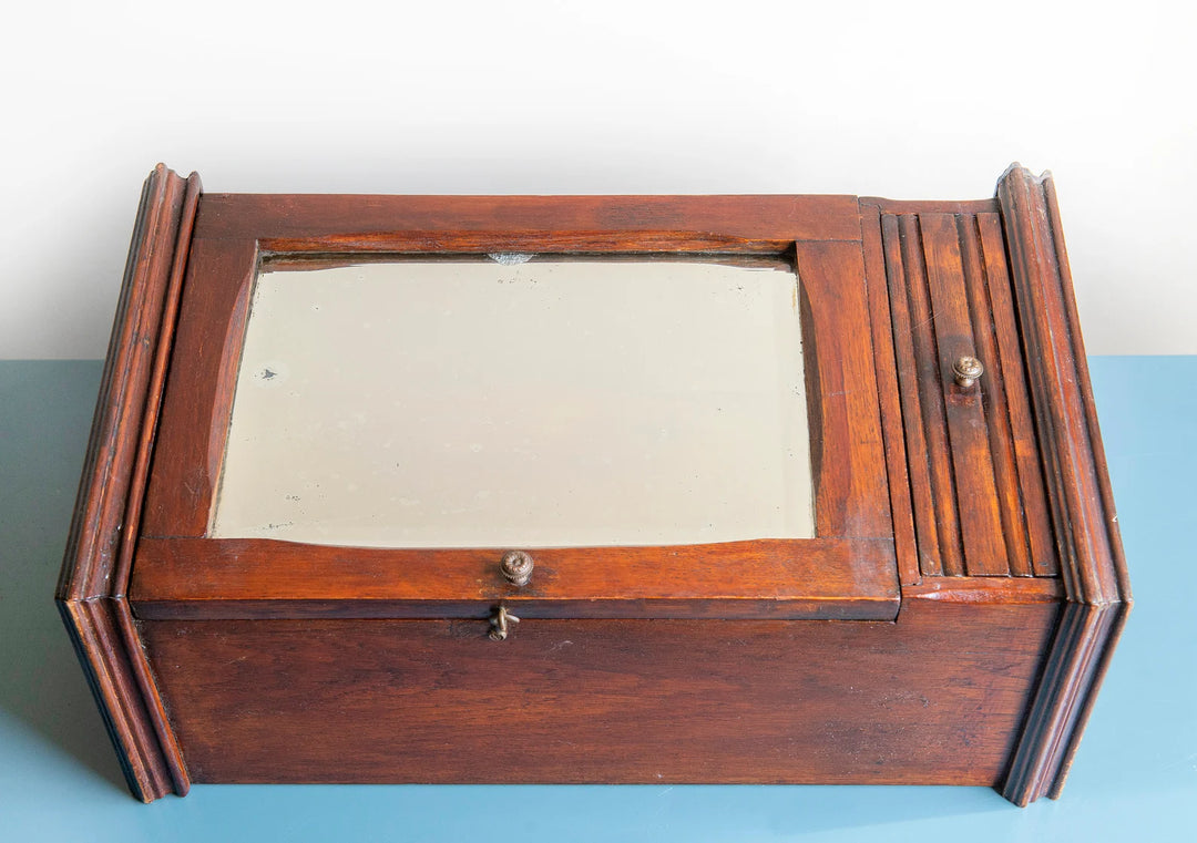 Antique Medicine Chest With Beveled Glass Mirror, 1900s