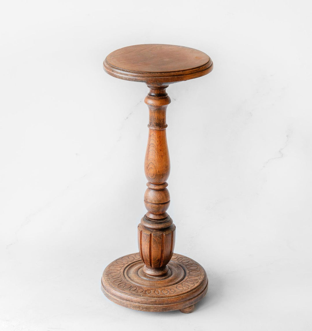 Round Oak Wooden Pedestal Table